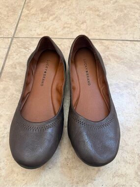 Lucky Brand Dark Brown Leather Ballet Flats
